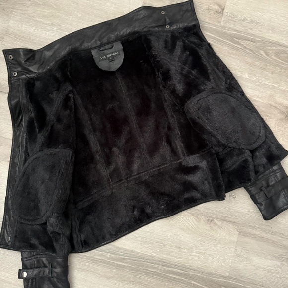 VIA SPIGA Women’s Black Faux Leather and Faux Fur Jacket/Coat Size L - Picture 13 of 14